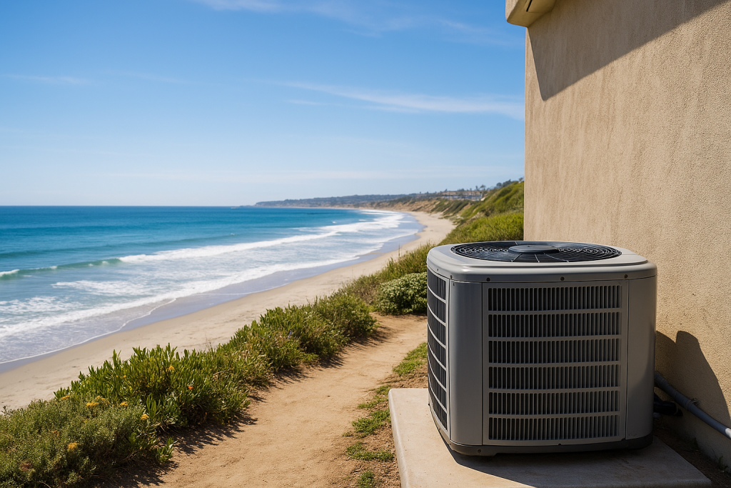 Air Conditioning System on outside of home on the san diego costline. 